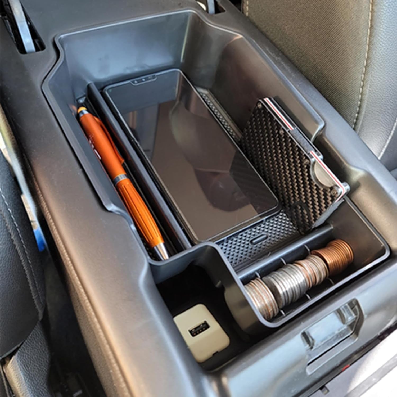 Center Console Organizer Compatible with Chevy Colorado/Gmc Canyon 2015-2021 2022, Armrest Insert Tray Secondary Storage Box-Black