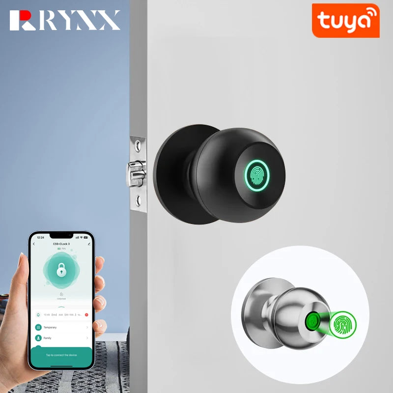 with Tuya Biometric Fingerprint Smart Door Lock Electronic Lock Keyless Security Door Entry Home House Apartment Indoor