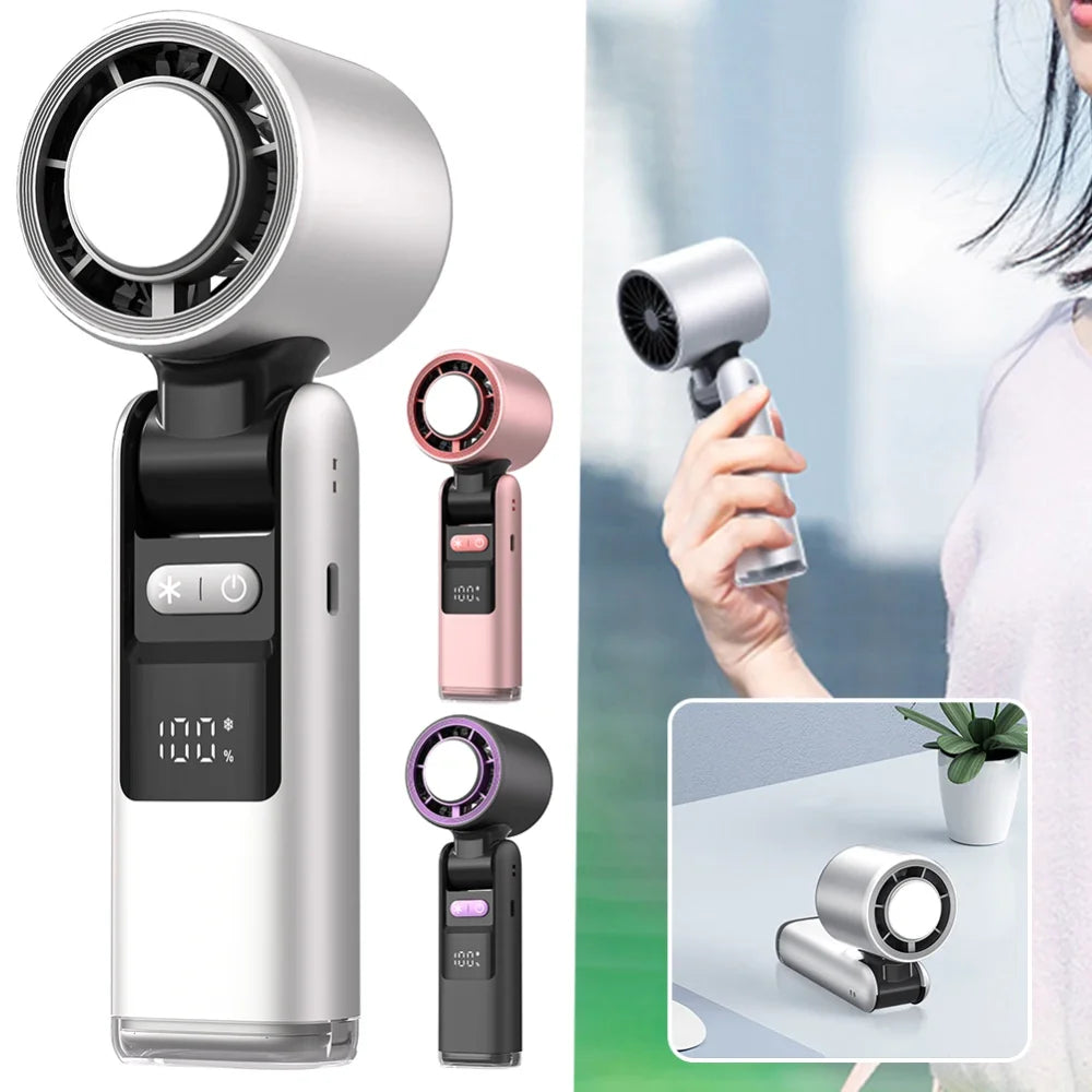 100 Turbos Chilled Ice Sensation Cold Fan Super Mini Turbo Speed Fan USB Powered Digital Display for Outdoor Camping Office Dorm