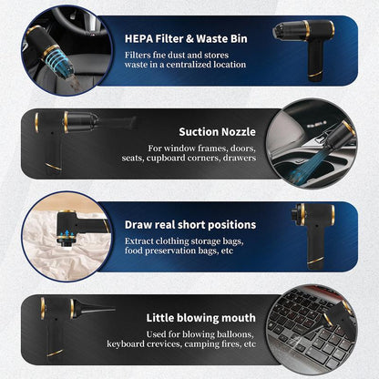 OMO Handheld Cordless Vacuum Cleaner, 5000PA Portable Car Vacuum, Integrated Suction and Blowing Cordless Vacuum, Suitable for Households, Cars, and Pets